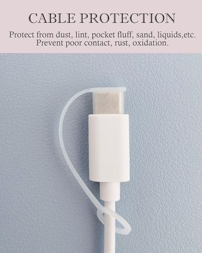 8Pcs USB Caps for USB C Cable Anti Loss Tether Silicone Soft Snugly Dust and Oxidation Protection Adapter Cover Anti Dust for Android iPhone Type C