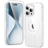 For Iphone 16 Pro-Max Case: Magnetic Grade Drop Protection Anti Yellowing Cell Phone Cover - Rugged Shockproof Protective Bumper Transparent Cases(Clear)