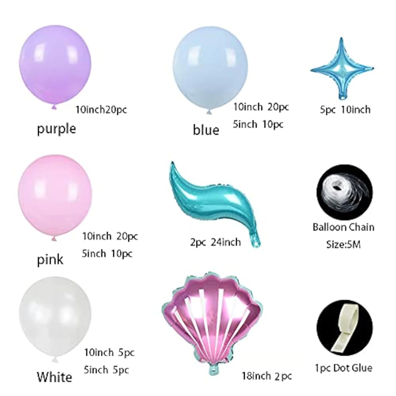 Mermaid Balloon Garland Kit With Tail Balloons Arch For Girl Birthday Party Decorations And Baby Shower Supplies