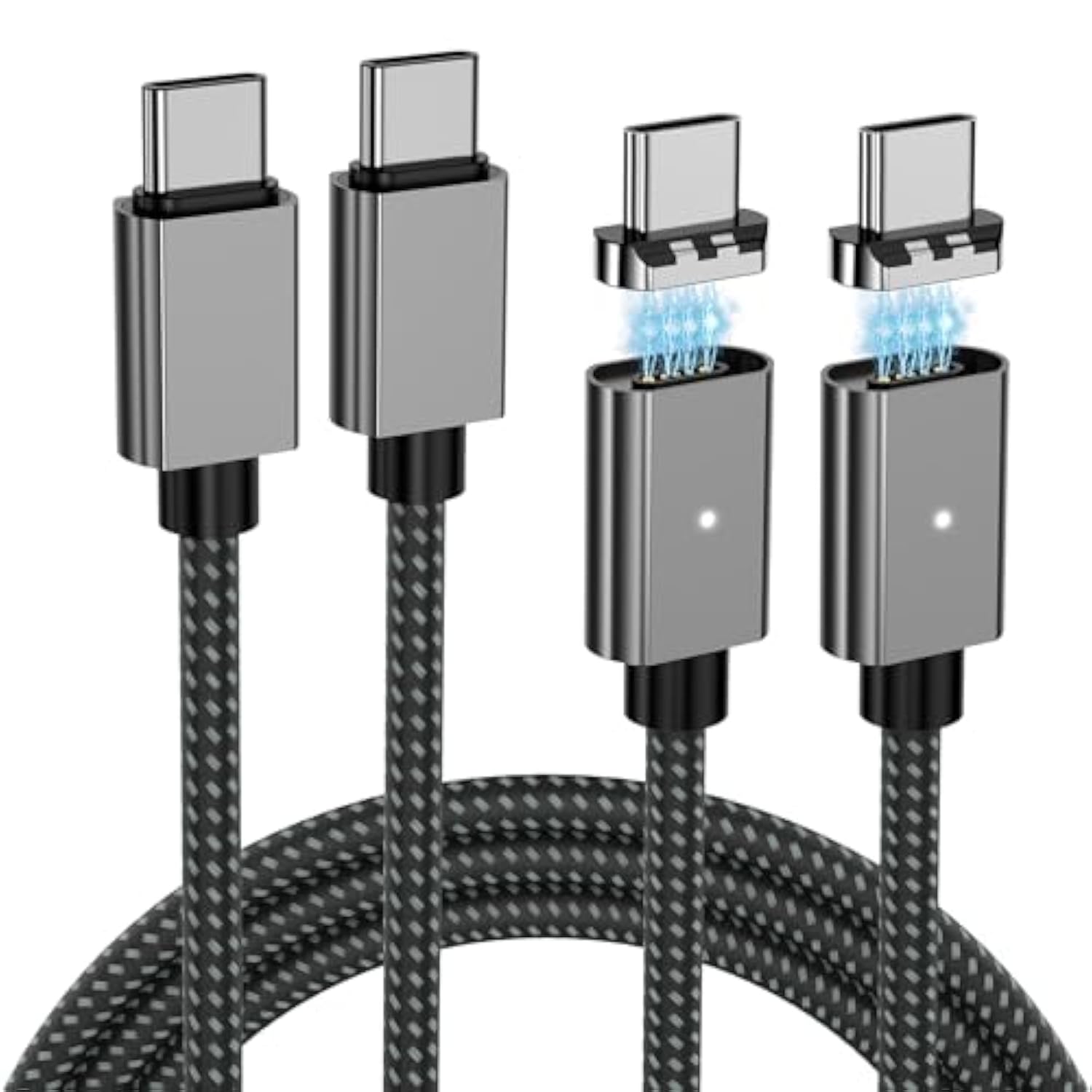 100W Magnetic Fast Charging Cable, Usb C To Usb C Cable(2 Pack,5/6.6Ft), 480Mbps Data Transfer, For Macbook Pro/Air, Iphone 16 15 Pro Max, Ipad, Galaxy S22 Ultra, Pixel