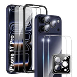 For Iphone 17 Pro 6.3 Inch Screen Protector,[2+1+2 Pack] Front Screen Protector+Camera Lens Protector+Back Screen Protector,9H,Tempered Glass,Anti-Scratch,Ultra Hd,Full Coverage