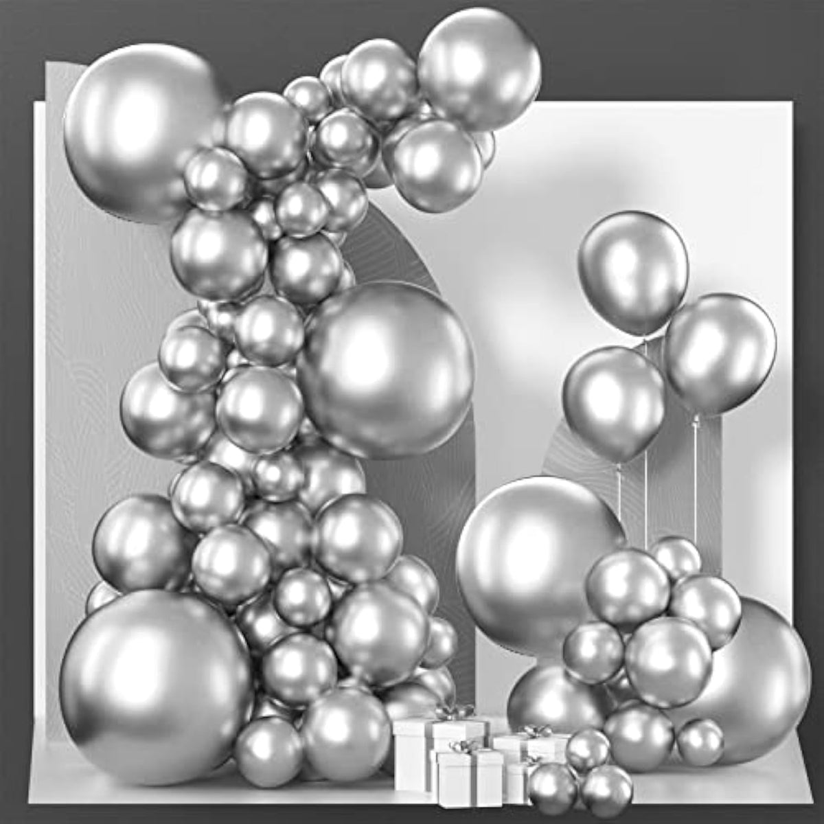 Metallic Silver Balloons 140 Pcs Different Sizes Pack Of 18 12 10 5 Inch Chrome Silver Balloon Arch Kit Garland For Graduation New Year Wedding Birthday Party Decorations Silver-G102