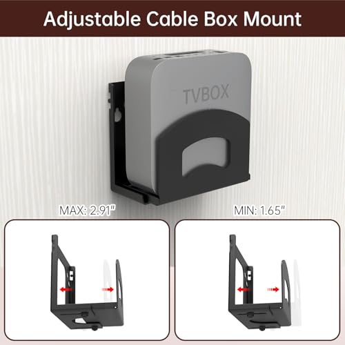 Cable Box Mount,Adjustable Wall Mount Holder for Small and Narrow Devices Like Cable Boxes,DVD Players,Modems,Streaming Media Devices and Other Media