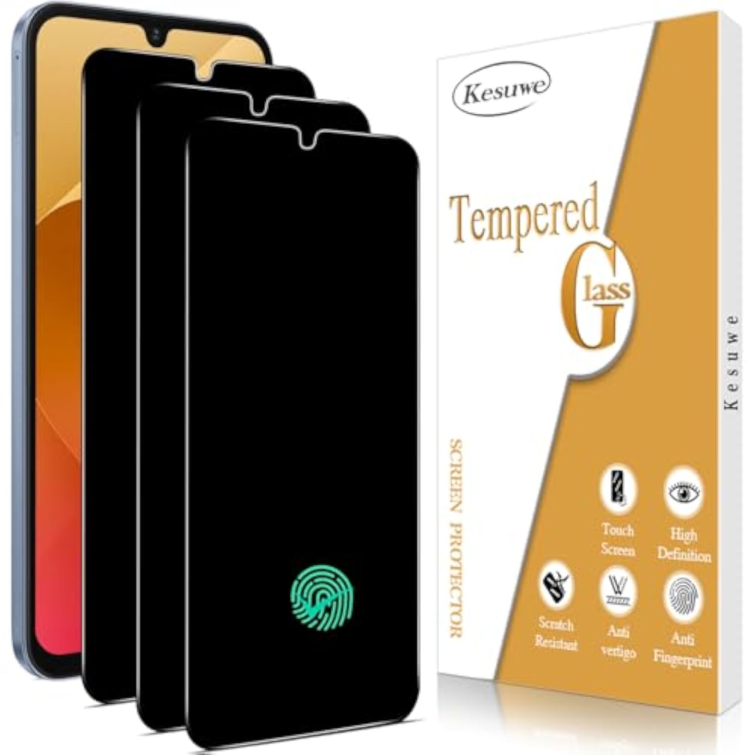 [3 Pack] Privacy Screen Protector For Samsung Galaxy A16 5G, Anti-Spy Tempered Glass, Anti-Scratch, Bubble Free, 9H Hardness, Ultra Resistant, Case Friendly, Easy To Install