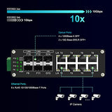 Industrial 14-Port Ethernet Switch - 8X Rj45 10/100/1000Mbps, 4X Sfp, 2X 10G Sfp+, Din Rail Mount, Unmanaged, 10Gbps Fiber
