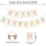 Happy Birthday Burlap Banner Boho Birthday Bunting Garland Pastel Bohemian Sign Party Banner Rustic White Hanging Garland Rainbow Birthday Bunting Falg For Home Mantel Fireplace Nursery Backdrop
