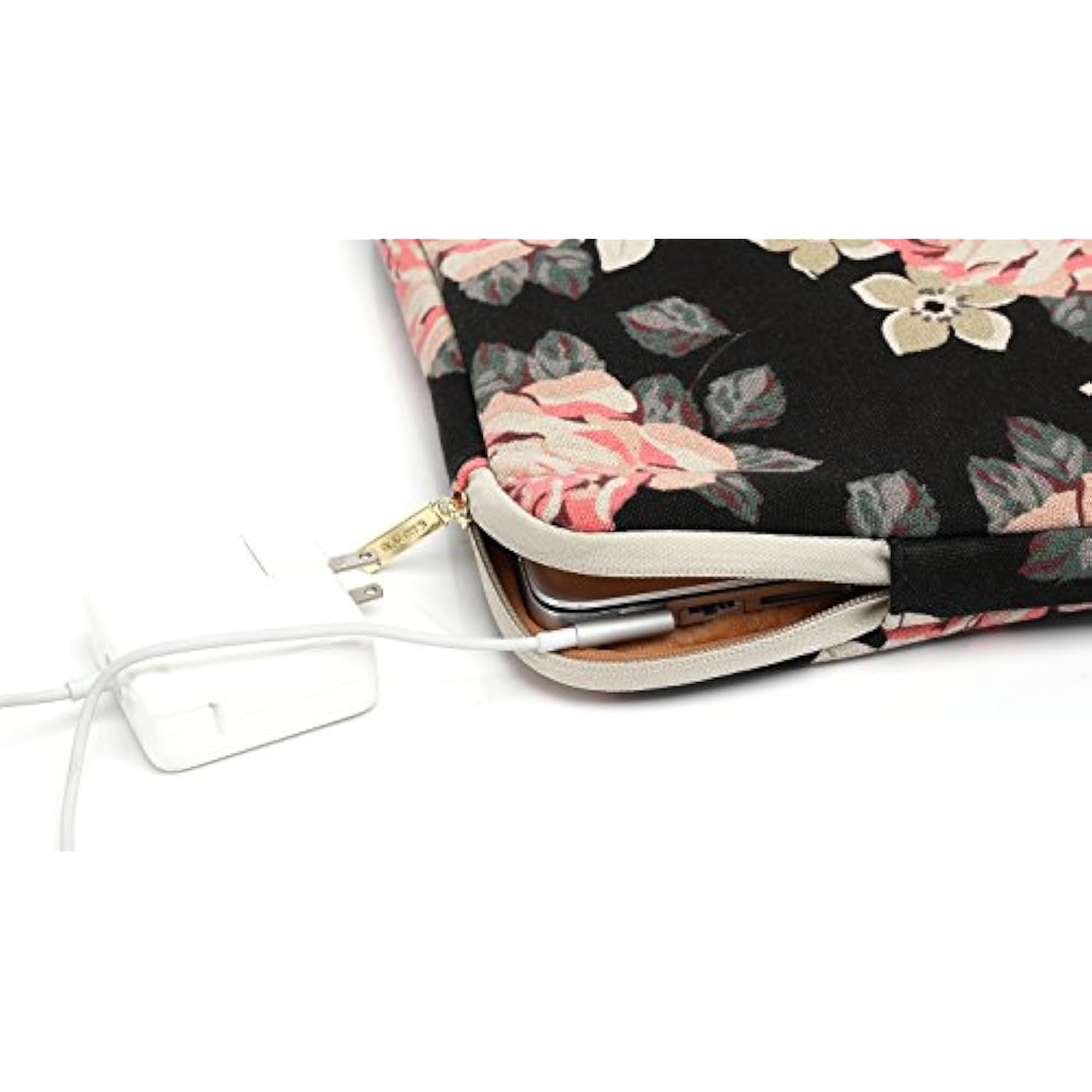 KAYOND Black Rose Patten Canvas Water-Resistant 15.6 Inch Laptop Sleeve