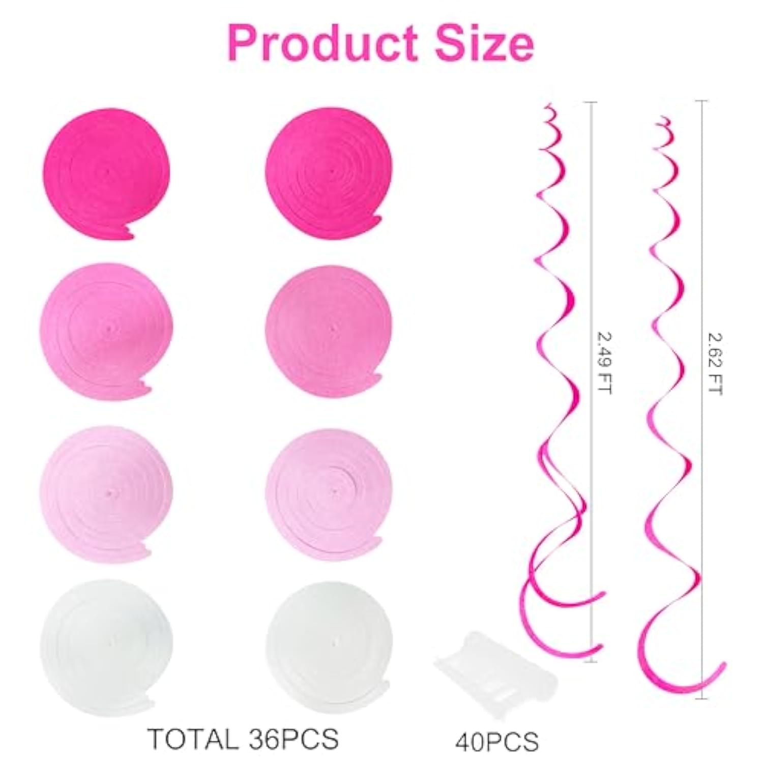 36 Pcs Hot Pink Hanging Swirl Decorations Ombre Pink White Felt Swirl Streamer Spiral Ceiling Decoration Garland For Birthday Bachelorette Wedding Bridal Shower Engagement Pink Girl Hen Party Supplies