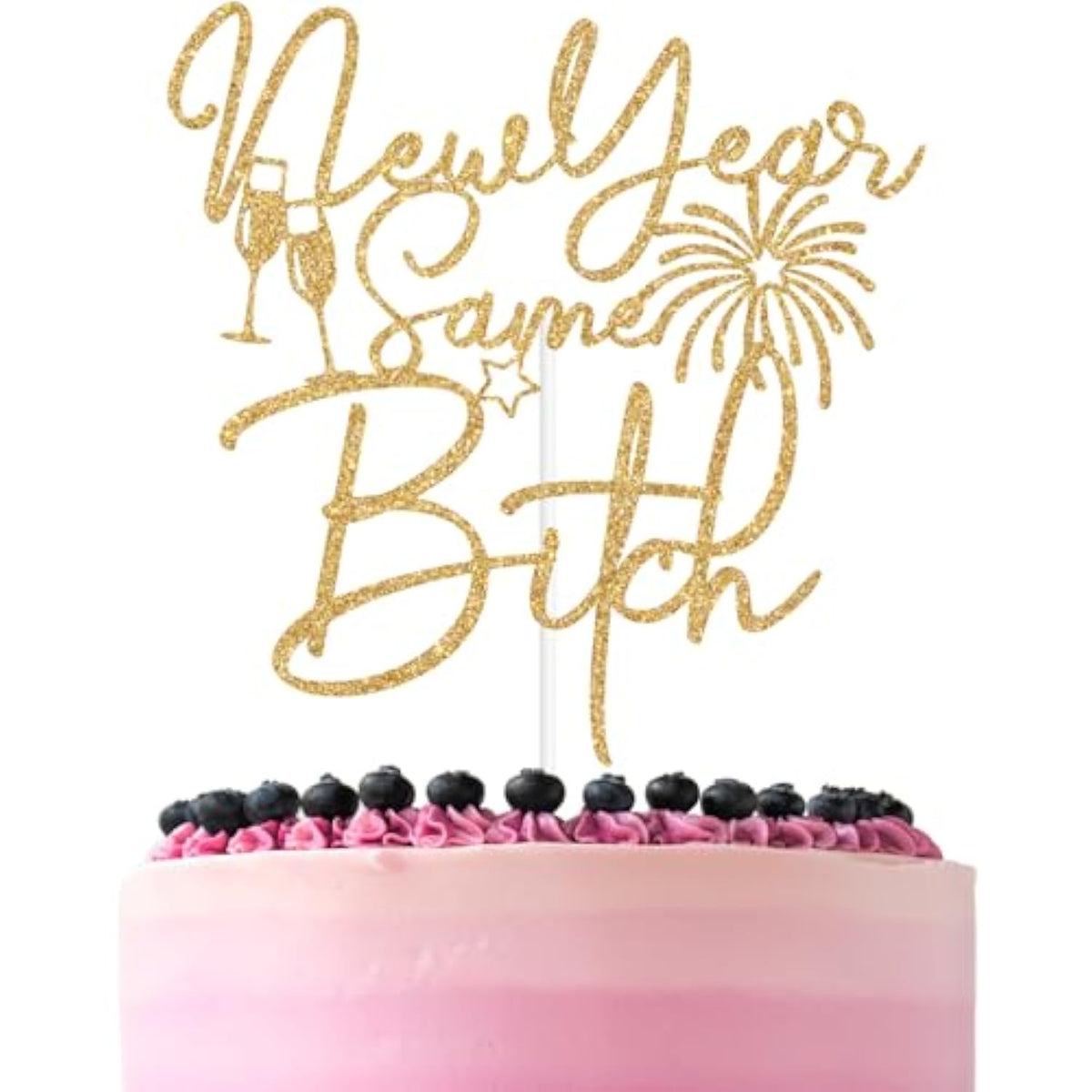 Gold Glitter Funny New Year 2025 Cake Topper Party Decoration