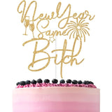 Gold Glitter Funny New Year 2025 Cake Topper Party Decoration