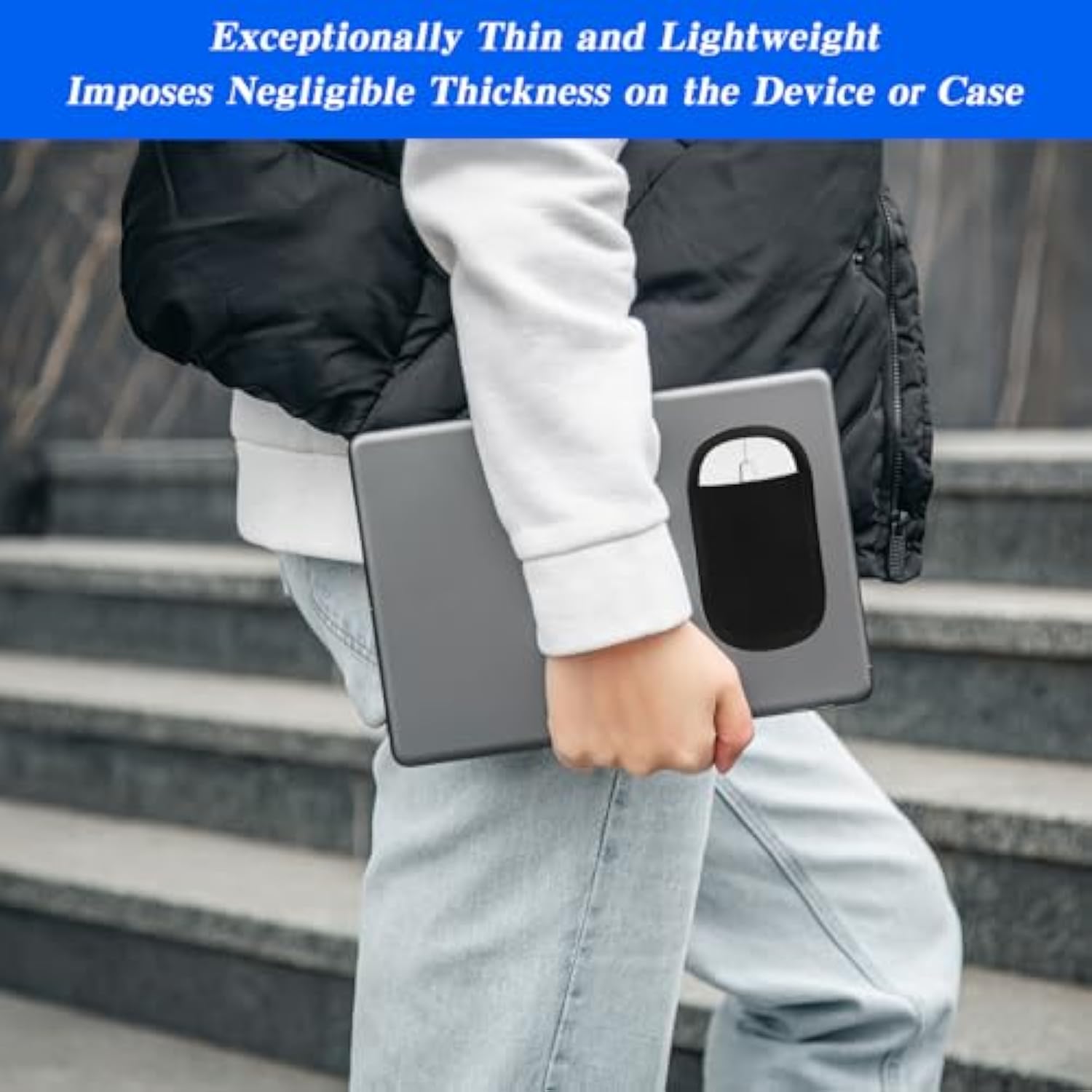 3Pcs Wireless Mouse Holder For Laptop, Stick On Mouse Pouch Universal Mouses Pocket For Laptop, Reusable Self-Adhesive Mouses Holder Bag, Hard Drive Sleeve For Computer Usb Cable Storage