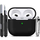 Compatible With Airpods 3 Case Cover, Silicone Protective Accessories Skin With Keychain Compatible With Apple Airpod 3Rd Generation 2021 For Women Men Girls Boys,Front Led Visible,Black
