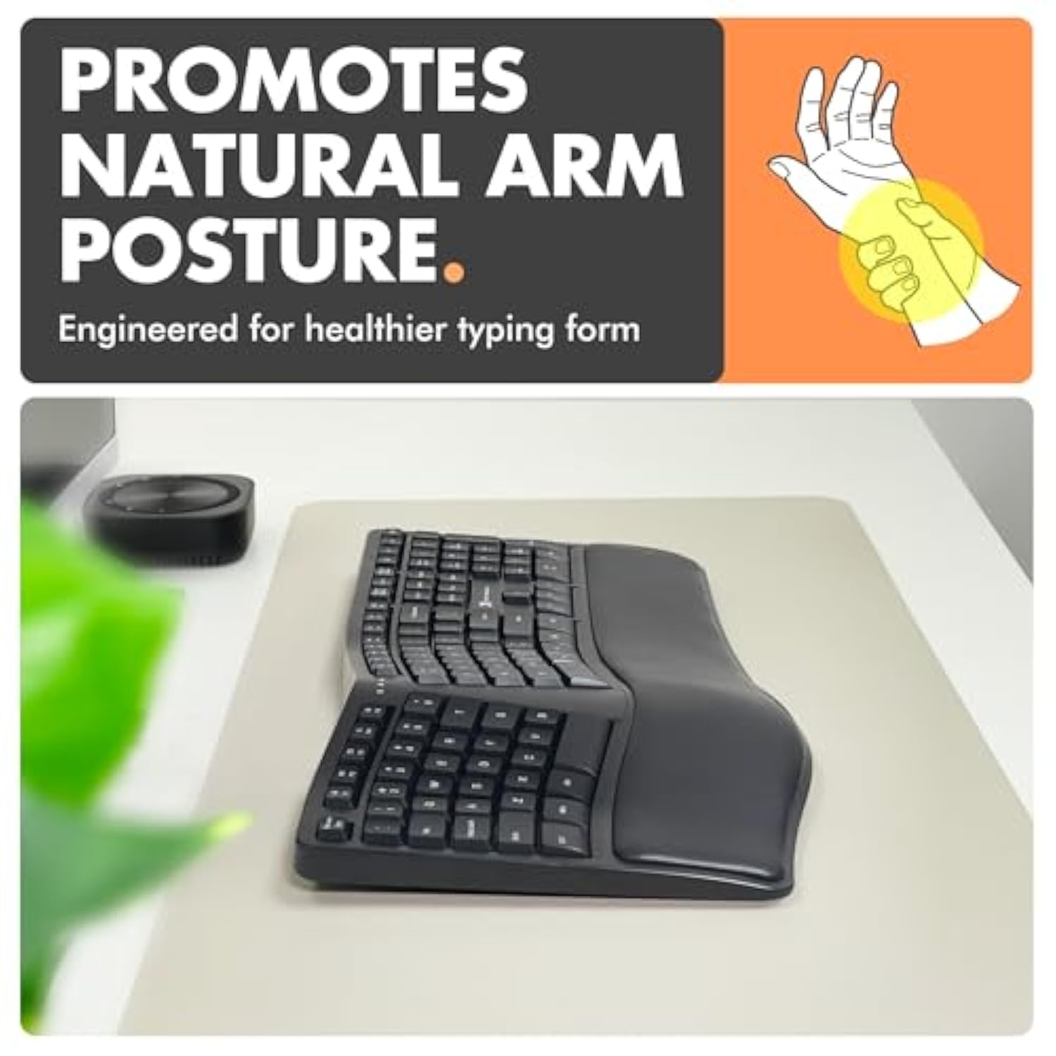 Ergonomic Keyboard Wireless - Your Comfort Matters - Full Size Rechargeable 2.