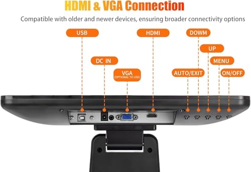 19 Inch 16:10 Touchscreen Pos Monitor, Led Backlit 10 Points Multi-Touch Hdmi Vga, 1440 X 900, True Flat Seamless Water & Dust Proof Front Screen, For Office, Retail, Restaurant, Bar, Gym, Warehouse