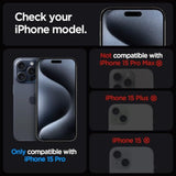 Spigen Tempered Glass Screen Protector [GlasTR EZ FIT] designed for iPhone 15 Pro [Case Friendly] - 2 Pack