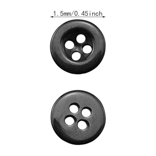 100Pcs Round Black Resin Button 11.5Mm 4 Holes Sewing Buttons For Garm