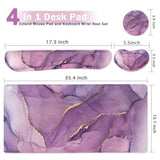 Large Keyboard Mouse Pad Set, Extended Mouse Pad+Keyboard Wrist Rest Support, Memory Foam Ergonomic Easy Typing, 4Pcs (35.4×15.7 In) Desk Pad Set For Home Office Study Game - Purple