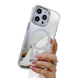 Miagon Mirror Magnetic Case For Iphone 14 Pro Max,Cover [Compatible With Magsafe] Makeup Mirror Effect Bright Reflection Plating Bumper Back Rubber Phone Case