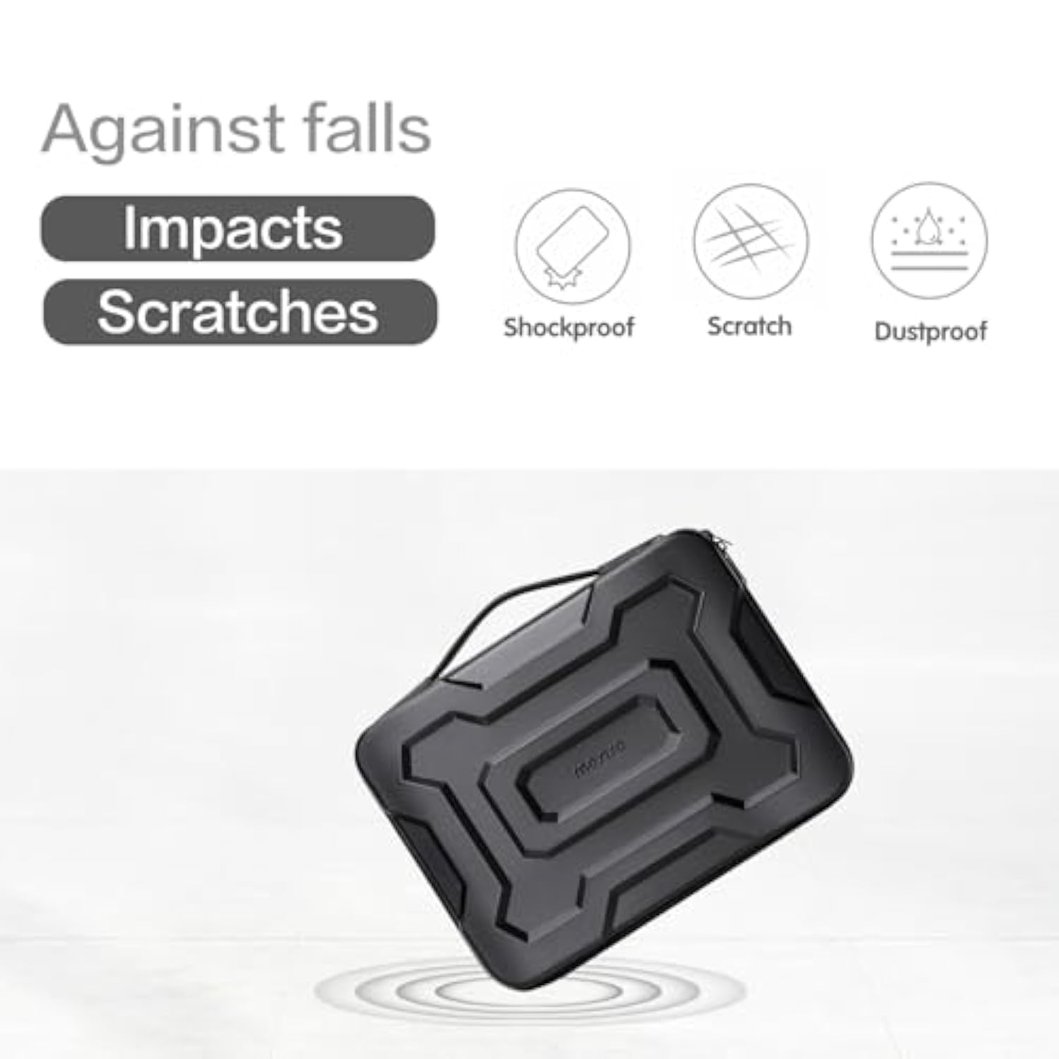 MOSISO 15-16 inch Laptop Hard Case, 15.6 inch Waterproof Shockproof Computer Bag Compatible with MacBook HP Dell, Mechanical Geometric EVA Carrying Sleeve Laptop Case Hard Shell with Handle, Black