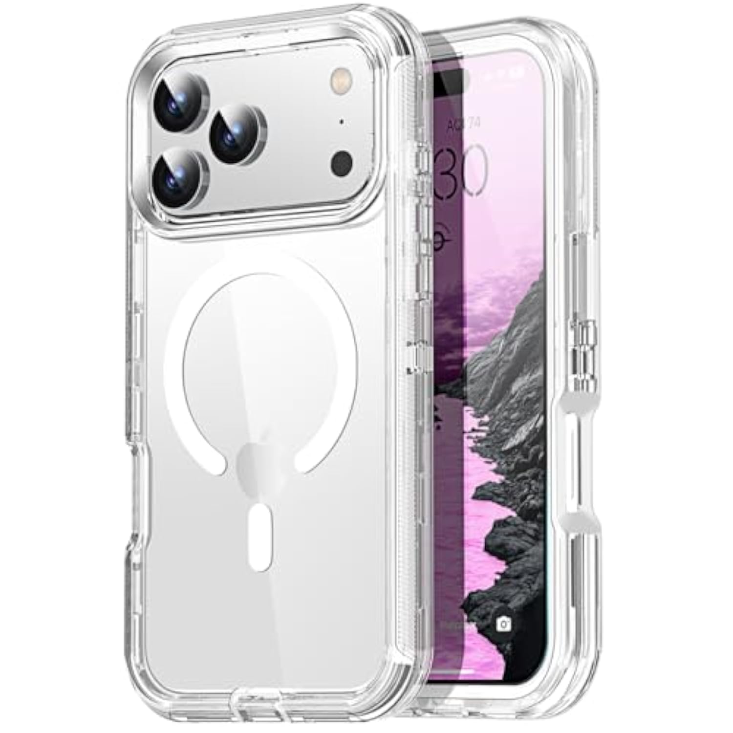 For Iphone 17 Pro Max Case Clear Compatible With Magsafe 3 In 1 Heavy Duty Drop Protection Full Body Rugged Shockproof/Dust Proof 3-Layer Military Protective Tough Durable Cover 6.9"_1