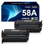 58A Cf258A Toner (With Chip) Compatible Replacement For Hp 58A Cf258A 58X Cf258X Laserjet Mfp M428Fdw M428Dw M428Fdn Pro M404N M404Dn M404Dw M404 M428 Toner Laser Jet Printer (Black 2-Pack)