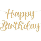 , Glitter Gold Happy Birthday Banner - Pre-Strung, 10 Feet | Birthday Decorations For Women, Men, Boys And Girls | Hbd Banner Backdrop For Gold Party Decorations, Happy Birthday Sign