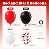 60pc Red, Black & White 12-Inch Balloons for NYE & Birthdays