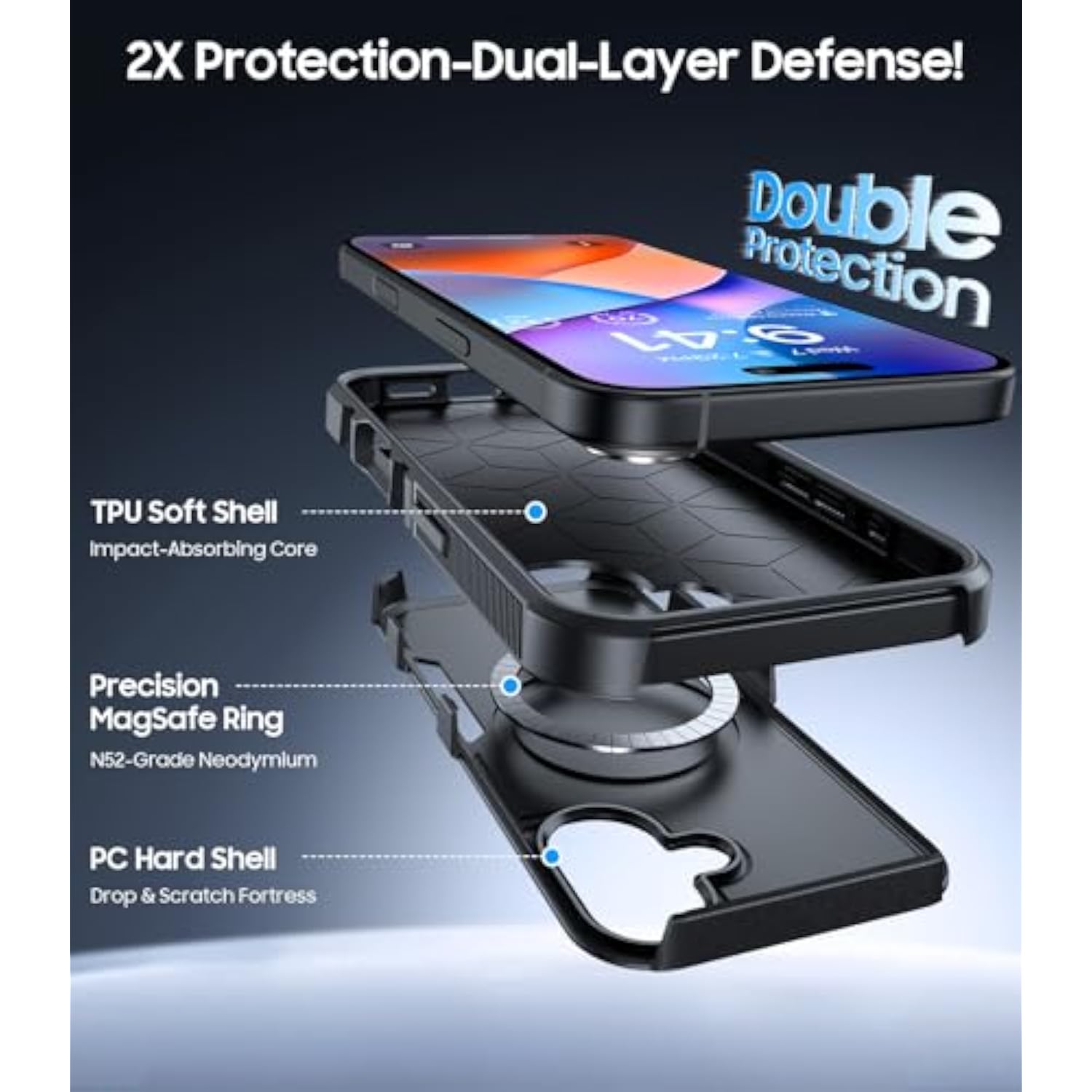Magnetic For Iphone 16 Case, [Compatible With Magsafe] Military-Grade Shockproof Protection For I Phone 16 Case [Anti-Yellowing] Pocket Friendly For Iphone 16 Phone Case 6.1”,Black
