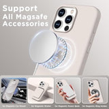 Magnetic For Iphone 16 Pro Max Case, Compatible With Magsafe, Suction Cup Phone Mount, [2 Screen Protectors][Camera Protector] Silicone Shockproof Protective Phone Cover 6.9", Stone