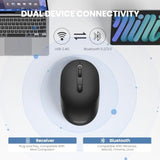TECKNET Bluetooth Mouse, BT 5.2/3.0 and 2.4G Computer Mouse for Laptops, Small to Medium Size, Silent Click, 3-Level Adjustable DPI, 18-Month Battery, Compatible with Windows, MacOS and ChromeOS Black