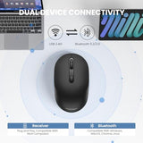 Bluetooth Wireless Mouse, Bluetooth 5.2 & 2.4G Usb-A Receiver, Compact & Portable, Silent Click, Ergonomic Symmetrical Design, 18-Month Battery, Adjustable Dpi, Wide Compatibility