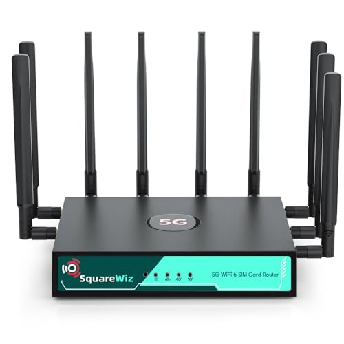 Rm520N Ax3000 Wifi 6 5G Router With Sim Card Slot,Lte Cellular Gateway With 9 High Gain Detachable Antennas, 5G Nr Modem Support 128 Users For Home Office,At&T T-Mobile Certified,Vpn