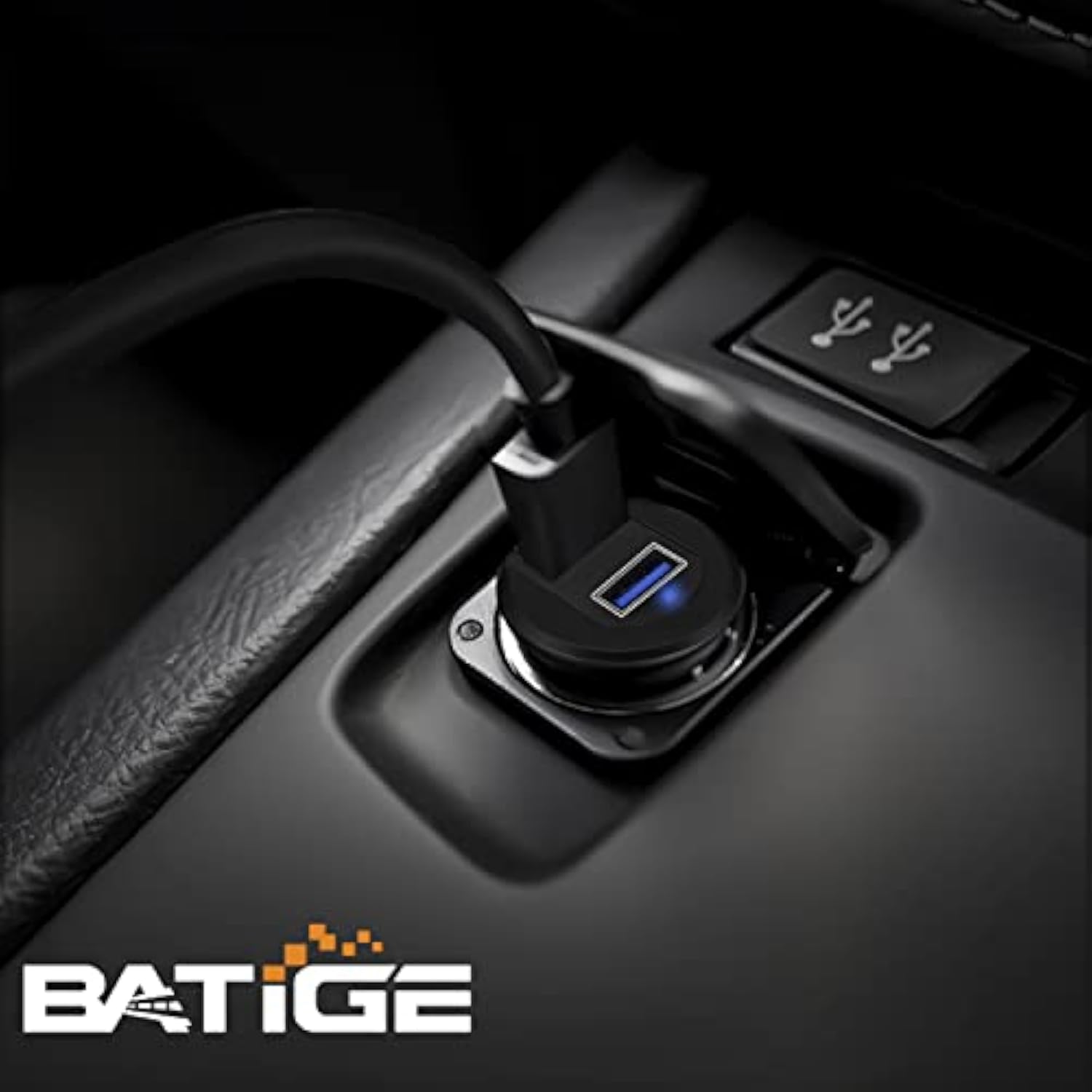 Alloy Dual Port Usb 3.0 Car Dashboard Flush Mount Cable, Male To Female With L