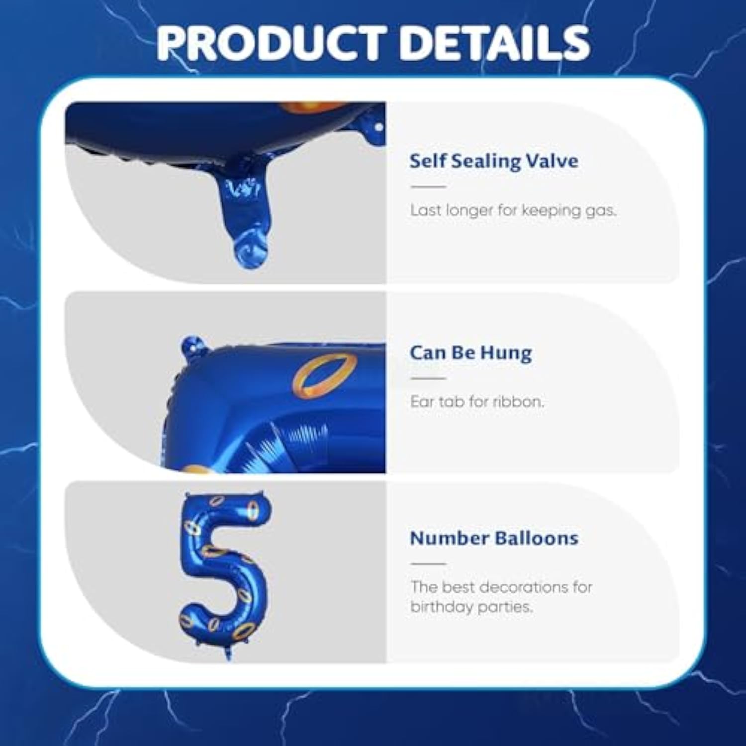 40 Inch Giant Navy Blue Number 5 Foil Balloon Mylar 5Th Birthday Video Game Decor