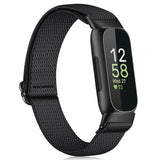 Elastic Bands Compatible with Fitbit Inspire 3, Adjustable Stretchy Nylon Loop Band Breathable Replacement Strap Accessory Wristband, Black