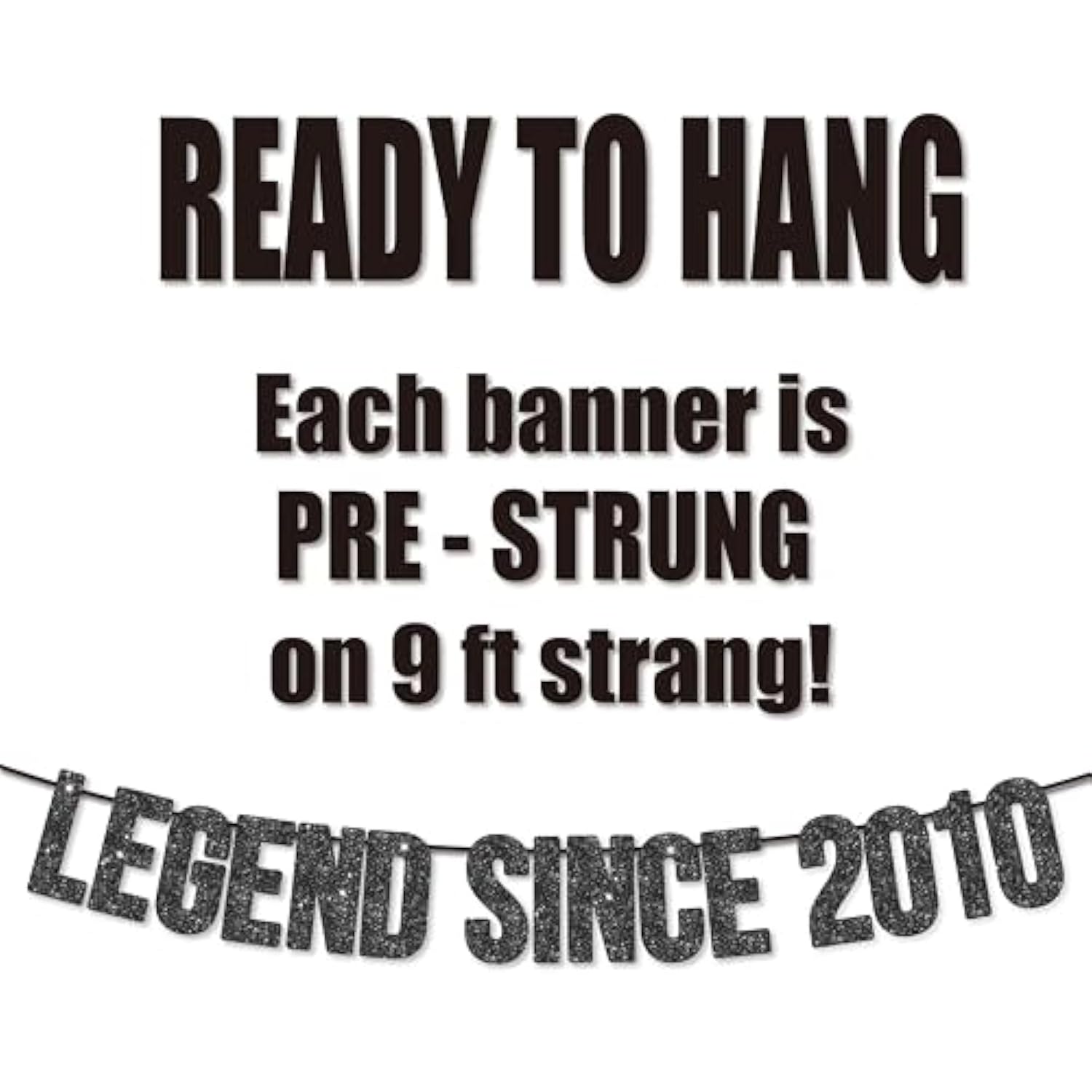 Pre-Strung Legend Since 2010 Banner For 15Th Birthday Party Decoration,Happy 15Th Men Women Birthday Party Banner,Handmade - Black