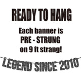 Pre-Strung Legend Since 2010 Banner For 15Th Birthday Party Decoration,Happy 15Th Men Women Birthday Party Banner,Handmade - Black