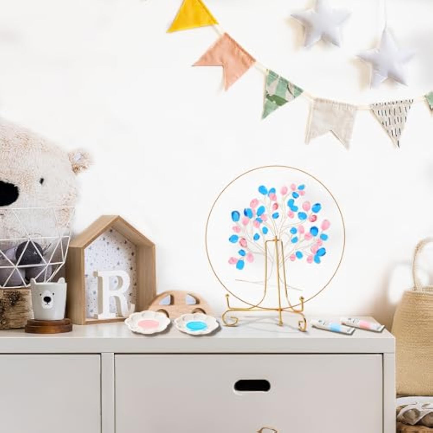 Gender Reveal Fingerprint Tree Guest Books, Gender Reveal Games, Boy Or Girl Gender Reveal Decorations Gift Idea, Baby Shower Party Supplies