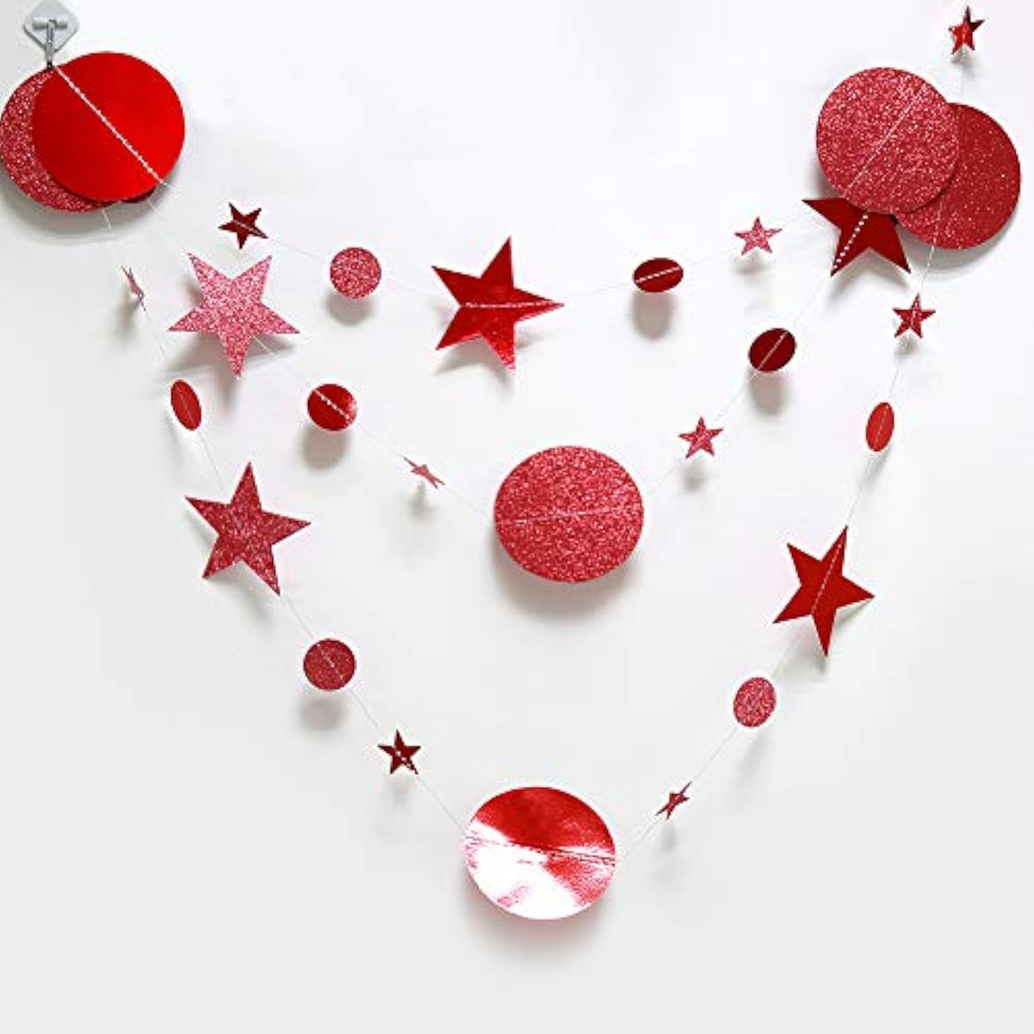 Twinkle Star Garland Glitter Red Party Decorations Star Banner Ceiling Hanging Streamer Backdrop For Birthday Valentine’S Day Christmas Lunar New Year Weddings Romantic Theme Party Supplies