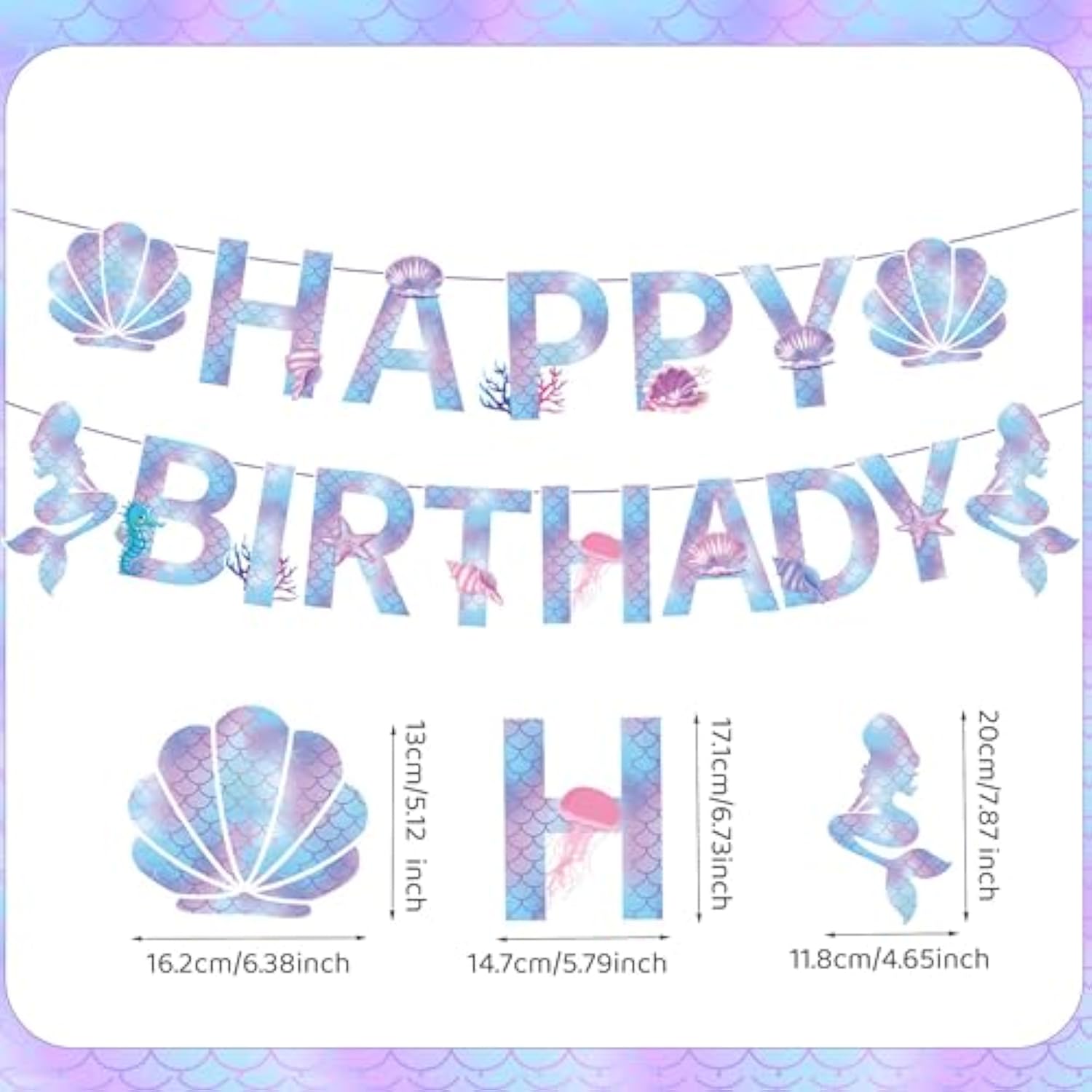 Mermaid Birthday Banner With Hanging Swirls - Under The Sea Theme Party Decorations For Girls Birthday,Children Love The "Mermaid" Banner Very Much