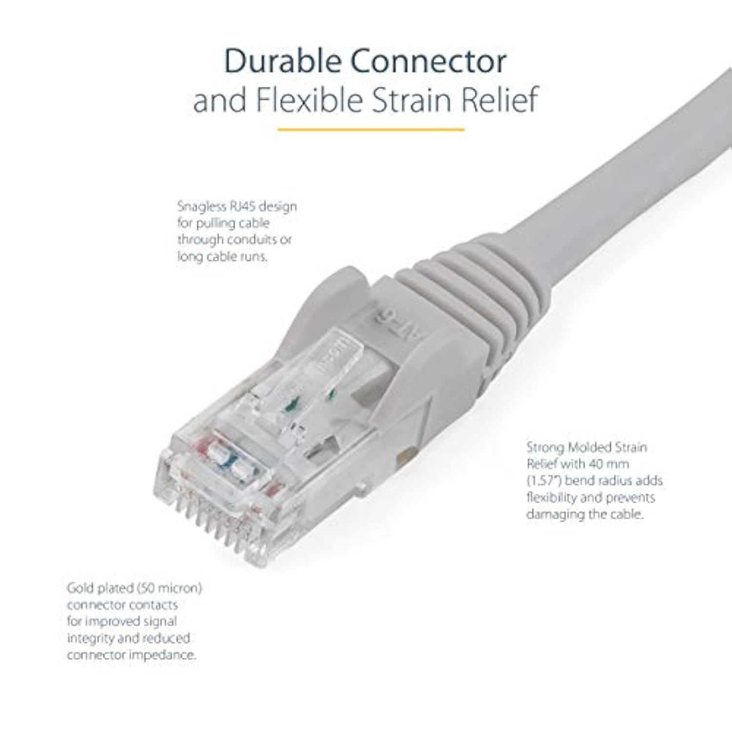 3Ft Cat6 Ethernet Cable - Gray Cat 6 Gigabit Ethernet Wire -650Mhz 100W Poe Rj