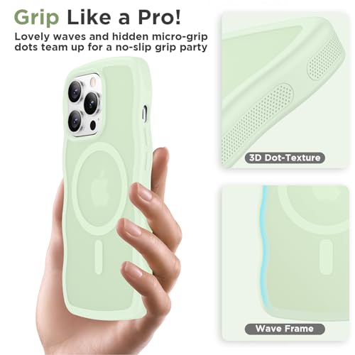 Magnetic for iPhone 13 Pro Case, Compatible with MagSafe Cute Wave Non-Slip Translucent Matte Easier Grip Shockproof Phone Case for iPhone 13 Pro,