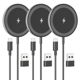 3-Pack For Mag-Safe Wireless Charging Pad: 15W Qi Magnetic Portable For Apple Fast Charger Dock Compatible With Iphone 16E 16 15 14 13 12 Pro Max, For Airpods 4 3 2 Pro, Travel Home Office Desk, Black