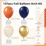 147PCS Fall Balloon Arch Kit with Navy Blue Burnt Orange Balloons for Thanksgiving