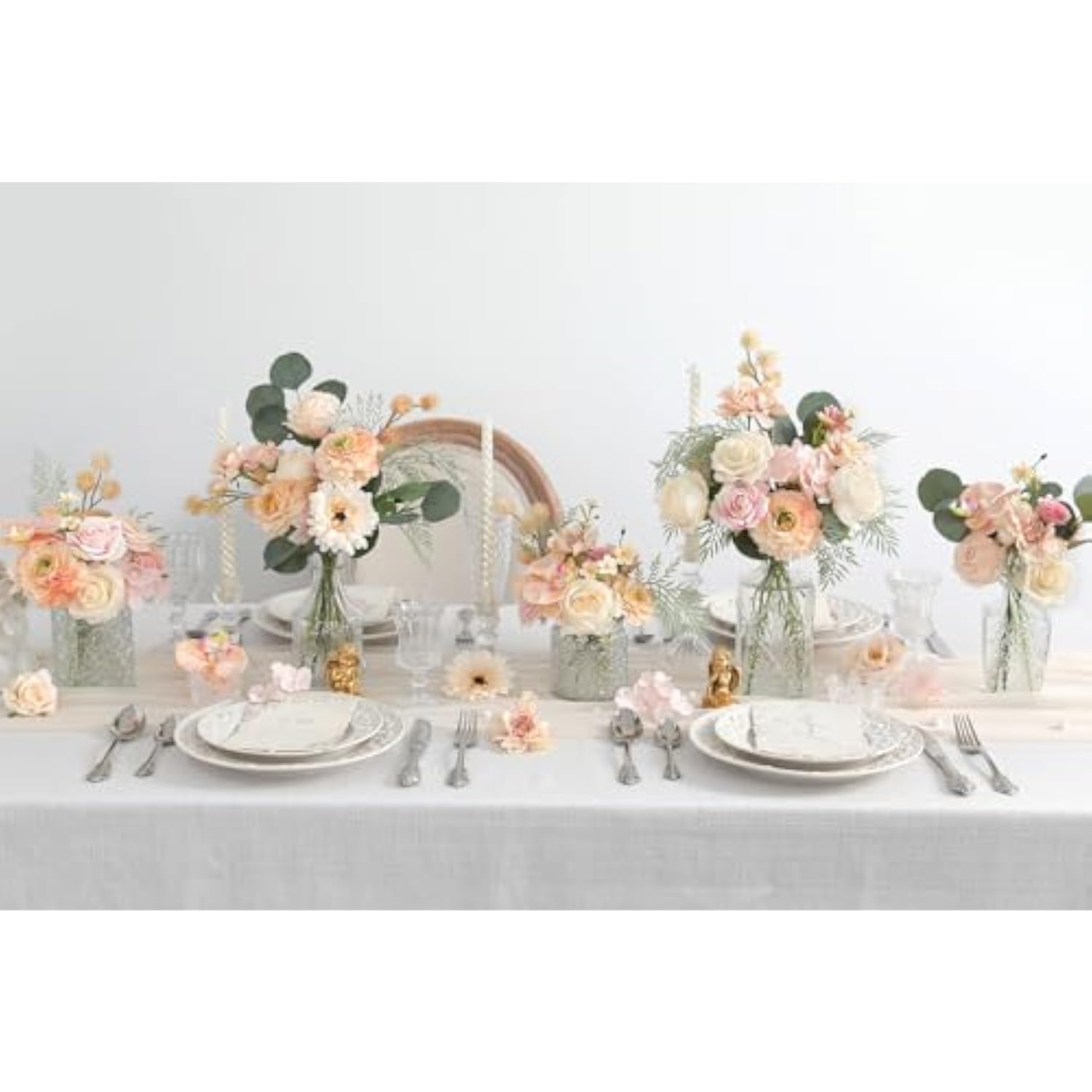 Artificial Flowers Combo For Diy Centerpieces Arrangements Wedding Bouquets Centerpieces Arrangements Party Baby Shower Home Decorations (Nude Champagne)