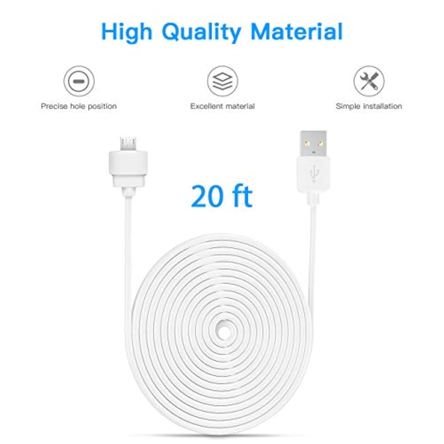 20Ft/6M Power Extension Usb Cable For Blink Mini, Compatible With Blink Mini Indoor Plug-In Camera Extension Cable