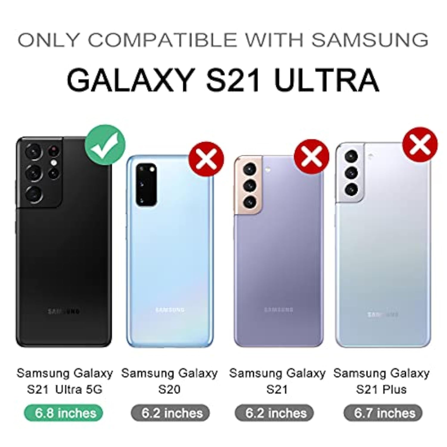 For Samsung Galaxy S21 Ultra Case, [Built In Screen Protector And Kickstand] Heavy Duty Military Grade Protection Shockproof Protective Cover For Samsung Galaxy S21 Ultra 5G, 6.8 Inch Black
