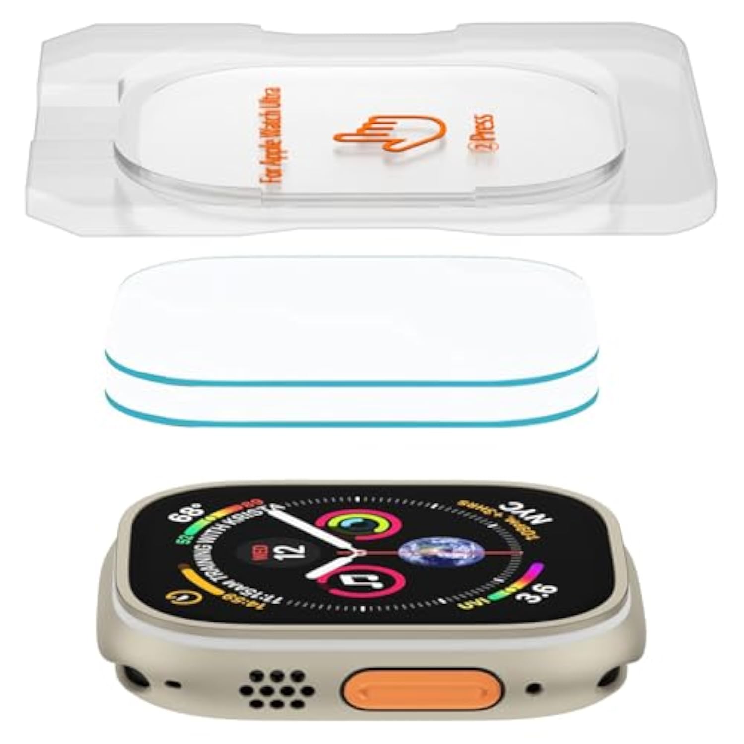 2-Pack Tempered Glass Screen Protector,Screen Protector Waterproof Hd With Self-Aligning Mounting Frame, Compatible With Apple Watch Ultra 1/2/3 49Mm