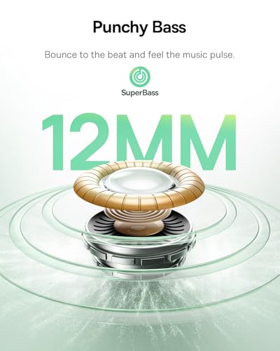 Bass BP1 NC Hybrid Active Noise Cancelling Wireless Earbuds, 12mm Super-Bass Driver, 41H Playtime, Bluetooth 6.0, IP55 Waterproof, 4-Mic AI ENC, 24