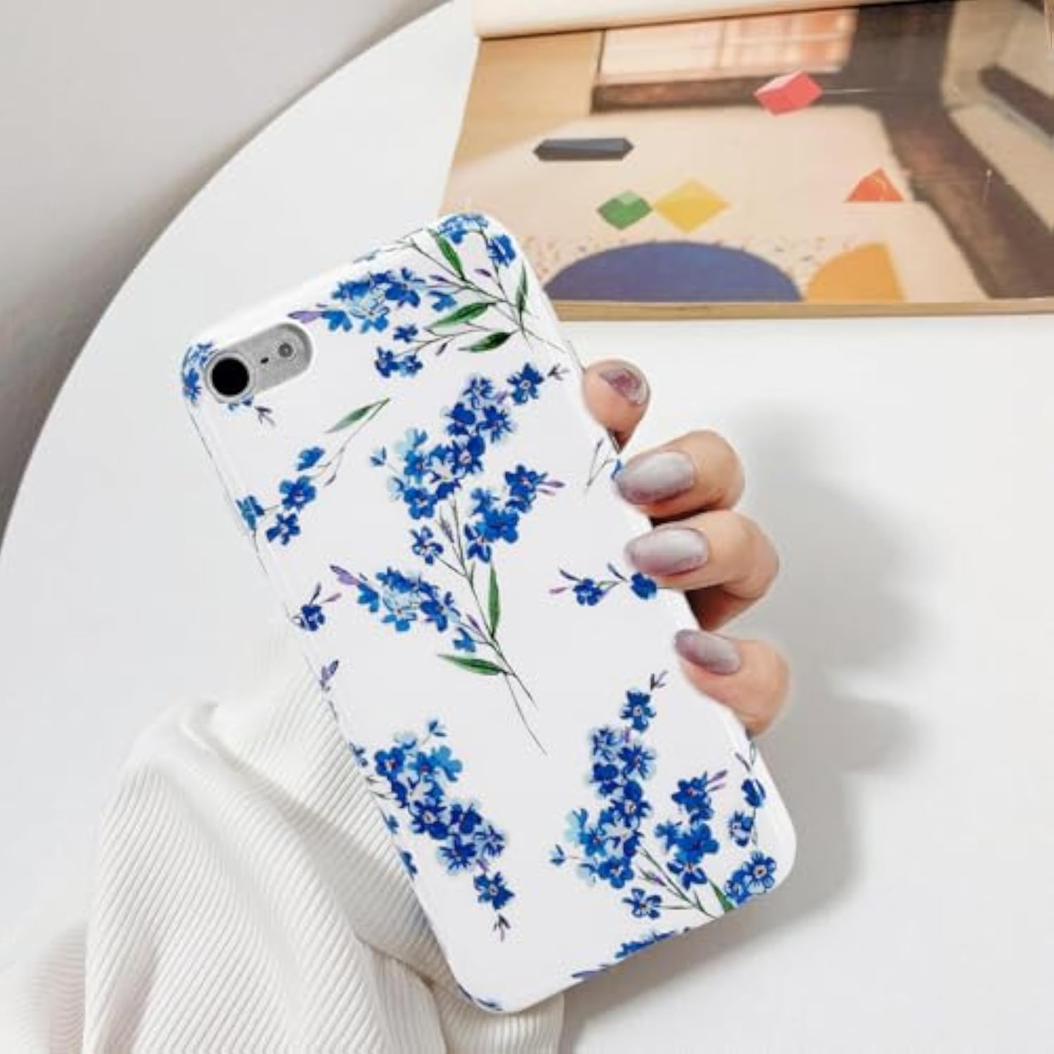 Ipod Touch 7Th Generation Case, Ipod Touch 6Th 5Th Case, Cute Floral Slim Soft Bumper Tpu Flower Design Shockproof Protective Case Cover For Girls Women (Blue)